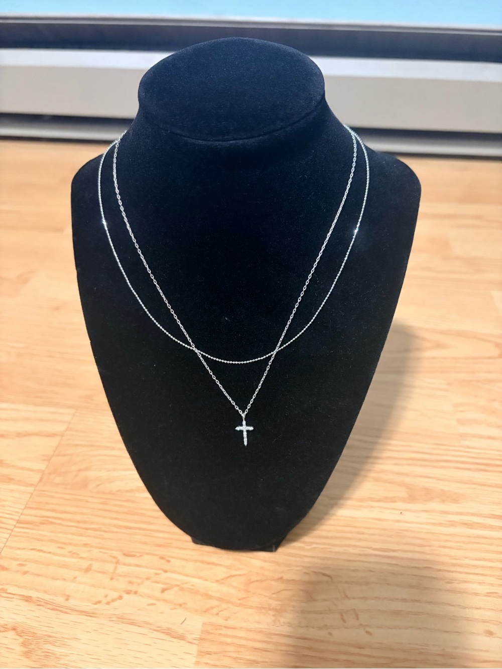 Delicate Silver Cross Layered Necklace - Women's Jewelry